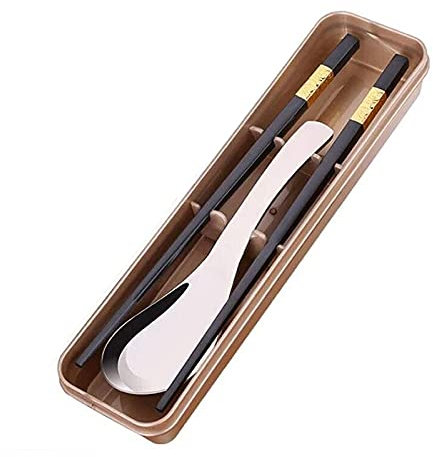 LR.store Palillos Chinos para Comer Reutilizables 304 Cuchillos de Acero de Acero Inoxidable, Palillos de aleación, Palos portátiles de Viaje de 2 Piezas Palillos