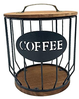 perfk Panier MéTal Noir, Panier De Rangement, Panier pour Dosettes De Café, Porte-Capsules De Café en MéTal, Rangement Support pour Jouets, Collations, Boissons, Noir