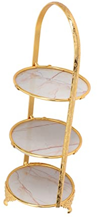 Cabilock Estante De Paletas De Tres Niveles Soportes Para Pasteles De Boda Exhibición De Postres De Tres Capas Banco De Torre Cerámica De Hierro Forjado Bebé Dorado