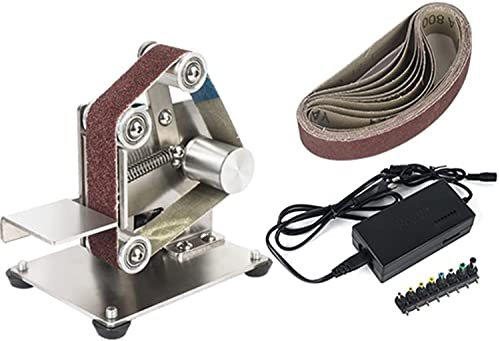 JORAsa Mini máquina de cinturón eléctrico de búfer, pulidora de lijadora DIY, máquina de pulir, lijadora de Banda de Metal portátil, máquina afiladora de Bordes, Amoladora de Banda, Pulido eficiente