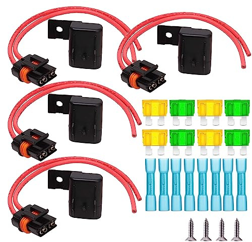 GUUZI Inline-Sicherungshalter IP67 wasserdicht, 12 AWG Gauge Kabelbaum ATC/ATO 20 A/30 A Flachsicherungshalter für Hochleistungs-Bus-Stromversorgungssystem, Marine, Fahrzeug (4 Stück)