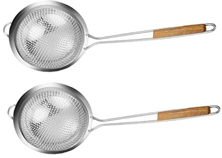 ZzzaNa 1pc colino scolapasta in metallo utensili for wok cucchiai di metallo colino ragno in acciaio inox schiumarola cucchiaio pasta sbollentare cestello for servire cibo schiumarola for alimenti fri