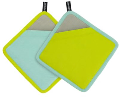 REMEMBER Topflappen 2er Set Lemon - 100% Baumwolle - Gestreife Topflappen