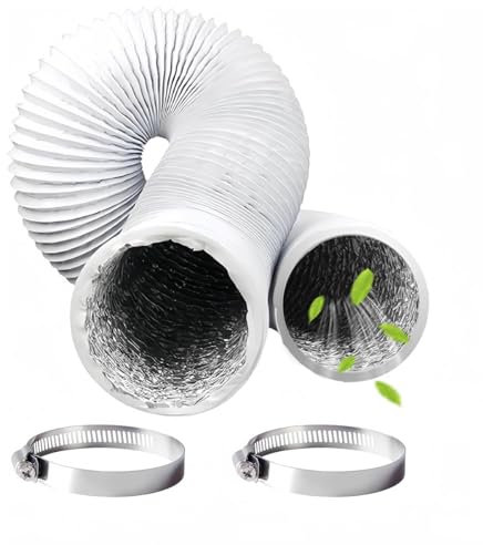 Abluftschlauch 100mm, PVC Flexibler Lüftungsschlauch Abluftrohr Lange 3M, mit 2 Edelstahl Schlauchschellen, verwendet für Klimaanlagen, Wäschetrockner, Abzugshaube Trockner Schlauch (3M)