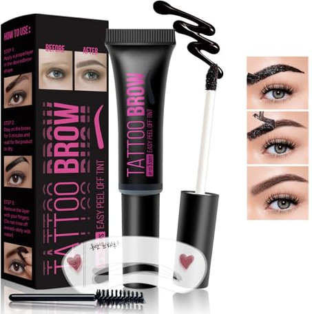 Tattoo Augenbraue Gel Augenbrauenstift Augenbrauenstyling Gel Augenbrauenfarbe Tint Creme Peel Off Augenbrauen Gel Natürlichen Tattoo Brow Gel Langanhaltend Wasserdicht, 10ml (#02)