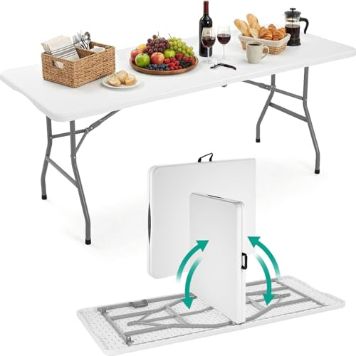 LIFERUN Buffettisch Klappbar Wetterfest 180 x 75cm, Gartentisch Kunststoff