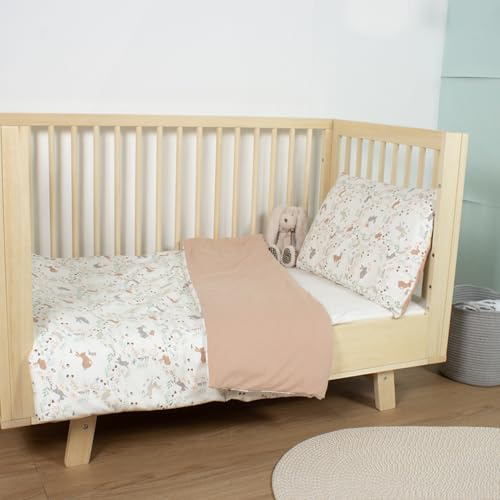 PurFlo Toddler Duvet Cover & Pillowcase Set | Storybook Nutmeg Design | Soft, Hypoallergenic Bedding for Kids | 100% Cotton, Breathable, and Easy to Wash | Child's Bedding Set