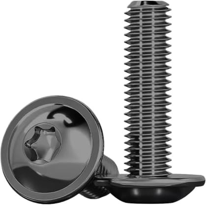 Drenky 20 Pièces M6x25mm Vis à Tête Plate Avec Collerette Noir Vis Torx ISO 7380-2 à Collerette Acier Inoxydable A2 V2A De Filetée, Filetage Complet