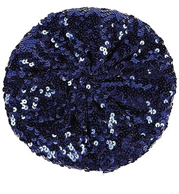 Damenmütze mit funkelnden Pailletten, bunt, Nachtclub-Kleid, Hut, Größe L, navy, Einheitsgröße