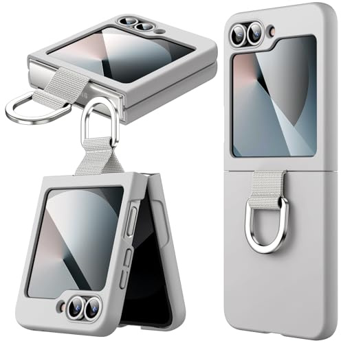 JETech Case ONLY for Galaxy Z Flip7FE 2025 / Z Flip 6 2024 with Ring, Hard PC Slim Shockproof Anti-Scratch Protective Phone Cover (Grey)