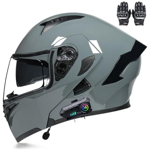 Beyswage Motorradhelm Klapphelme Integralhelm klappbar mit Bluetooth Doppelvisier, Herausnehmbares Futter, ECE-Zertifizierter Motorbike Helmets für Erwachsene Herren Damen M-XXL(55-62CM)