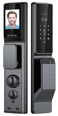 diacyxwf Tuya APP Facial Fingerprint Password With Camera Smart Door Lock，Remote Voice Intercom Electronic Door Lock Fully Automatic(Mire size lock body)