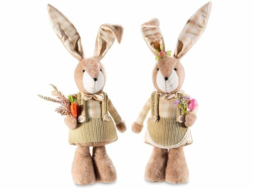 Gruppo Maruccia - Coniglietti Pasquali in Stoffa - Addobbo Artigianale per Casa e Negozi - Idea Regalo per Bambini - Set da 2 Pezzi