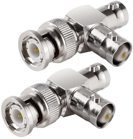 KUOQIY 2 Pezzi Rame BNC 3 Vie 1 Maschio a 2 Femmina Adattatore, BNC T Splitter Combiner RF Coassiale Jack, per CCTV, Antenna, Cavo Coassiale