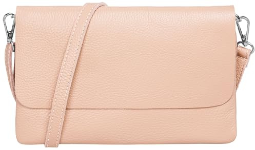 Caspar Elegante Leder Clutch Damen Umhängetasche Abendtasche mit verstellbarem Schultergurt - CLASSIC LINE - Modell No.835 - Made in Italy