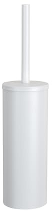Freisteh. WC-Garnitur Mod. Orea aus rostfreiem Edelstahl mit Toilettenbürste und herausnehmbarem Innenbehälter Maße Ø 9 x 40,5 cm Farbe Weiß matt