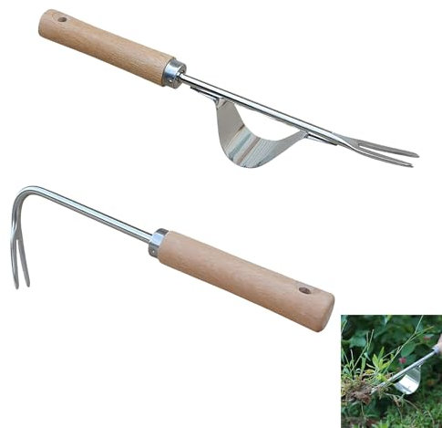 LXTaoler Weed Remover Tool, 2 PCS Hand Weed Puller Root Remover Long Handle, Stainless Steel Weeding Tool for Gardening, Lawn, Grass