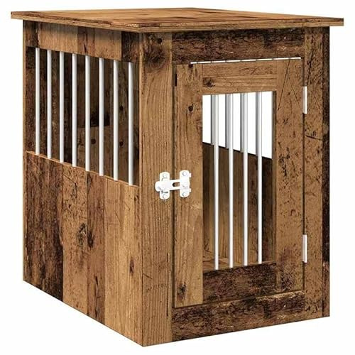 Eleganz Hundekäfig im Möbelstil Altholz-Optik 45x62x59 cm – Stilvoller Hundebedarf für Wohnzimmer & Schlafzimmer, Langlebig & Einfach zu Reinigen