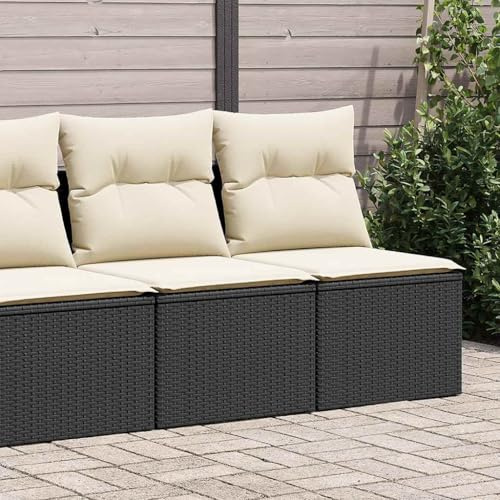 WSJHUHK Möbel, Outdoor-Möbel, Gartenmöbel-Sets, 2-teiliges Gartensofa-Set mit Kissen, schwarzes Polyrattan-Akazie