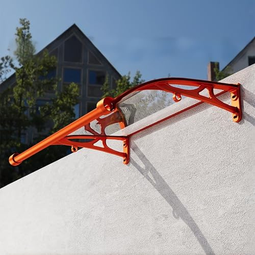 Auvent De Porte Et Fenêtres,Marquise De Porte D’Entrée Résistant Aux Uv,Toit Marquise En Polycarbonate,Cadre En Aluminium Orange,Marquise D'entrée(W60*100cm/23.6*39.4in)