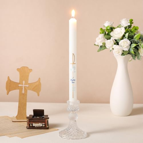 Conelist Lot de 2 bougies coniques chrétiennes pour baptême - 25,4 cm