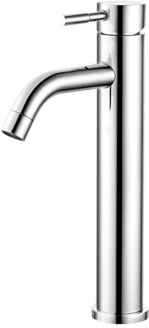 Tall Basin Taps - Chrome High Rise Sink Tap for Bathroom, Countertop Tap | Mono Basin Mixer Tap, Single Lever Faucet, Rust-Resistant Stainless Steel, for Vessel Sinks