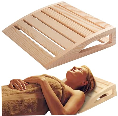 NIDONE Sauna Headrest Ergonomic Neck Support Wooden Pillow Relaxation Rustic Sauna Accessories for Men Women