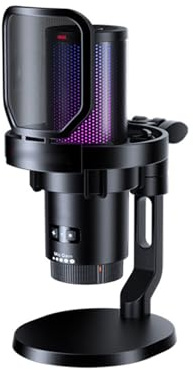 Jectse EJoy Uni Pro Kabelloses Kondensatormikrofon mit Metall-Pop-Filter und Stoßdämpferhalterung für High-Fidelity-Aufnahmen, Kabelloses Gaming-Mikrofon für Podcasting – Schwarz