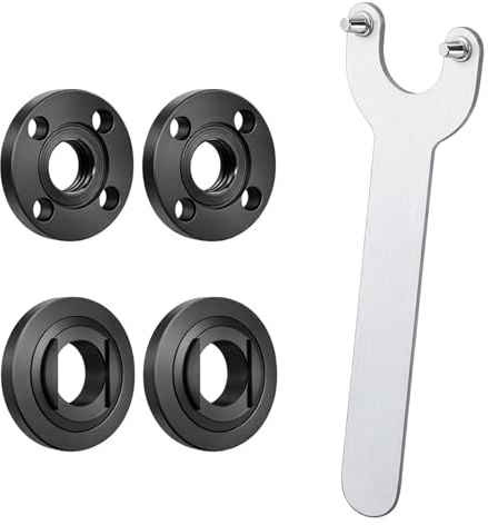 5PCS Angle Grinder Nut Kit Adjustable Spanner and Lock Nut Set, Pressure Plates & Wrench Universal Angle Grinder Spanner with Inner and Outer Fixing Nuts for Disc Changes