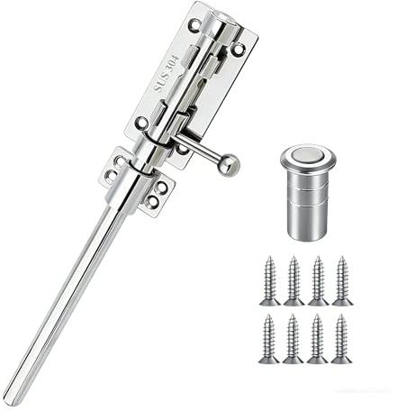 Verstärkter Torriegel 304 Edelstahl Riegelbolzen Rostfreier Außentürverschluss & robuster Einhand-Riegel mit einfacher Montage, Sicherheits-Torbeschlag für Einfahrtstore Gartenzäune und Außentore