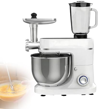 Robot da Cucina, Impastatrice Planetaria 1500W Multifunzione con Frullatore, Tritacarne, Gancio Impastatore, Frusta, Sbattitore e Ciotola Acciaio Inox 10L per Pane e Dolci, 6 Velocità