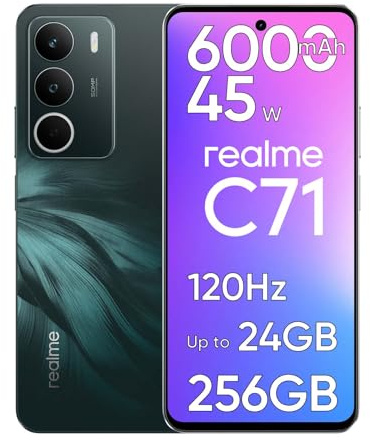 realme C71 Smartphone 8GB RAM + 256GB ROM, Telefono Cellulare Sbloccato con Batteria 6000mAh e Ricarica Rapida 45W, 120Hz Display Cellulari Android Dual SIM con Impronta Digitale Laterale, NFC, Verde