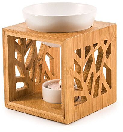 pajoma Bambus/Keramik Duftlampe ''Pattern'', L 12 x B 12,2 x H 12 cm