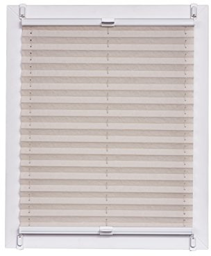 Plissee Made in Germany, Tageslicht, Echtcrush, natur, Klemmfix, weisse Schiene, 135 x 150