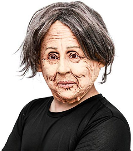 CreepyParty Old Woman Mask Latex Human Realistic Full Head Mask Fancy Dress Halloween Costume Party