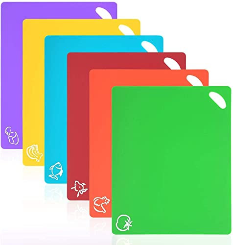 Vicloon Tagliere Cucina,6 Pack Tagliere Plastica Antiscivolo Materiale PP per Alimenti, Resistente al Calore Antimicrobico e Non Tossico