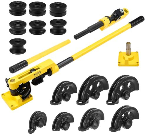 ZELCAN Piegatubi Manuale 10-25mm Curvatubi Manuale con 7 Stampi Pesanti per Resistenti Macchina Piegatubi per Tubi in Acciaio, Ottone, Rame, Ferro Battuto e Alluminio