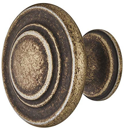 Gedotec Möbel-Griff Antik Messing matt - Metall Möbelknopf Vintage - HELLAS | Schrankknopf Küche für Schubladen & Schrank-Türen | Rund-Knopf Ø 34 mm | 1 Stück - Design Möbel-Knauf rund mit Schrauben