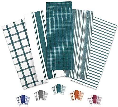 Trade Fountain Tea Towels - Pack of 5 Tea Towels for kitchen Accessories - 50 X 70 CM Kitchen Towels - Extra Absorbent Dish Cloth - 100% Pure Cotton (Teal)