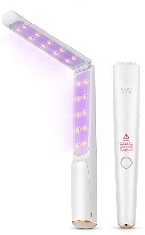 V7 Stérilisateur UV, 59S Stérilisateur Portable UV 3min Stérilisation Rapide 99,9% avec 20 Perles Lampe à LED, Pliable Rechargeable, livré avec Une Housse de Transport.