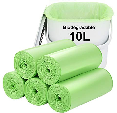 Biodegradable bin Bags 120PCS, 10L Small Bin Liner for Countertop Bin.Aievrgad 2.6 Gallon Trash/Garbage/Rubbish Bags, 100% Recycled,Thick, degradable,compostable for Food/Household/Garden-Green