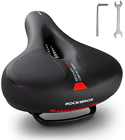 ROCKBROS Bike Seat Cushion for Women with Handle & Ergonomic Design -3 Zone Concept Bike Saddle, Soft Wide Waterproof Mountain Bicycle Accessories