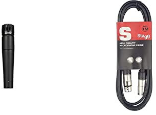 Shure SM57-LCE dynamisches Instrumentenmikrofon mit Nierencharakteristik für Schlagzeug & Stagg Mikrofonkabel 3 Meter - 1x XLR Male - 1x XLR Female, Black
