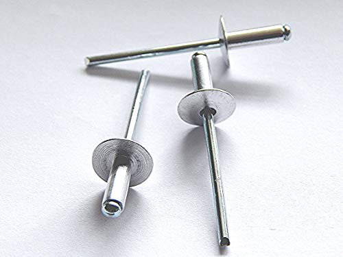 100 Stück Blindnieten Popnieten Alu/Stahl 4,0x12 mm Nieten Großkopf K12