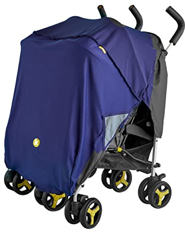 Koo-di Paralume parasole universale per passeggino doppio | compatto e portatile per passeggino, adatto a qualsiasi passeggino, passeggino e passeggino, blocca il 93% raggi UVA e UVB