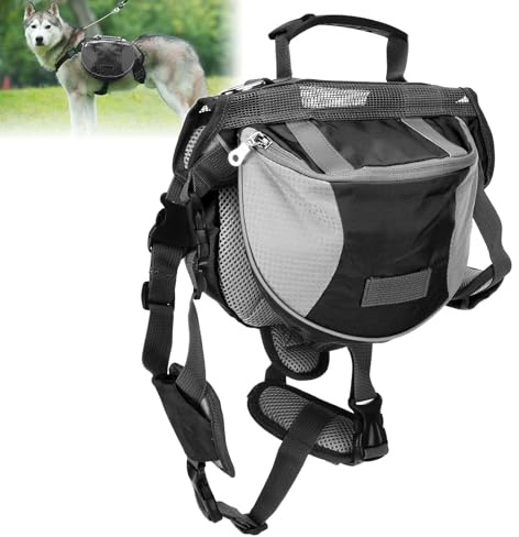 Sac À Dos Pour Chien, Sac À Dos De Randonnée Pour Chien Sac De Selle Doggy Backpack Harnais Sac A Dos Transport Chien Pour Chien Avec Poches Latérales Pour Petits, Moyens Et Grands Chiens(L-Le Noir)