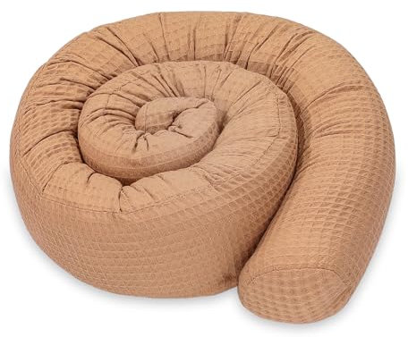Totsy Baby Seitenschläferkissen Bettschlange Body Pillow 300 cm Baumwolle Waffel- Kopfkissen lang Bettrolle Schlafkissen Nackenrolle Kissen Oeko-Tex Beige mit Weiß Sternen