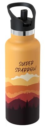 Super Sparrow Gourde Isotherme 500ml - Bouteille Isotherme avec Paille - sans BPA - Gourdes Enfant INOX Bouche Standard pour Sport, Voyages, L'école, Bureau, Maison