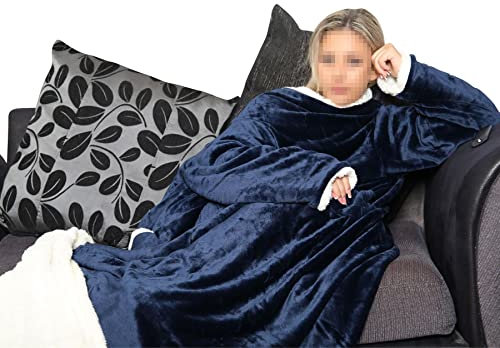 A2Z Unisex Herren Damen Tragbare Decke Mit Ärmeln - TV DL Blkt Navy Adult