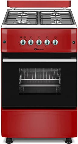 Solthermic Ancho 50 cm F5S40G2R Cocina de Gas Roja - 4 Fuegos Con Encendido Automático - Butano y Ciudad - Alta Gama